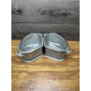 Vintage Guardian Service Ware Aluminum Triangle Pot with Glass Lid ~4 Pc Set